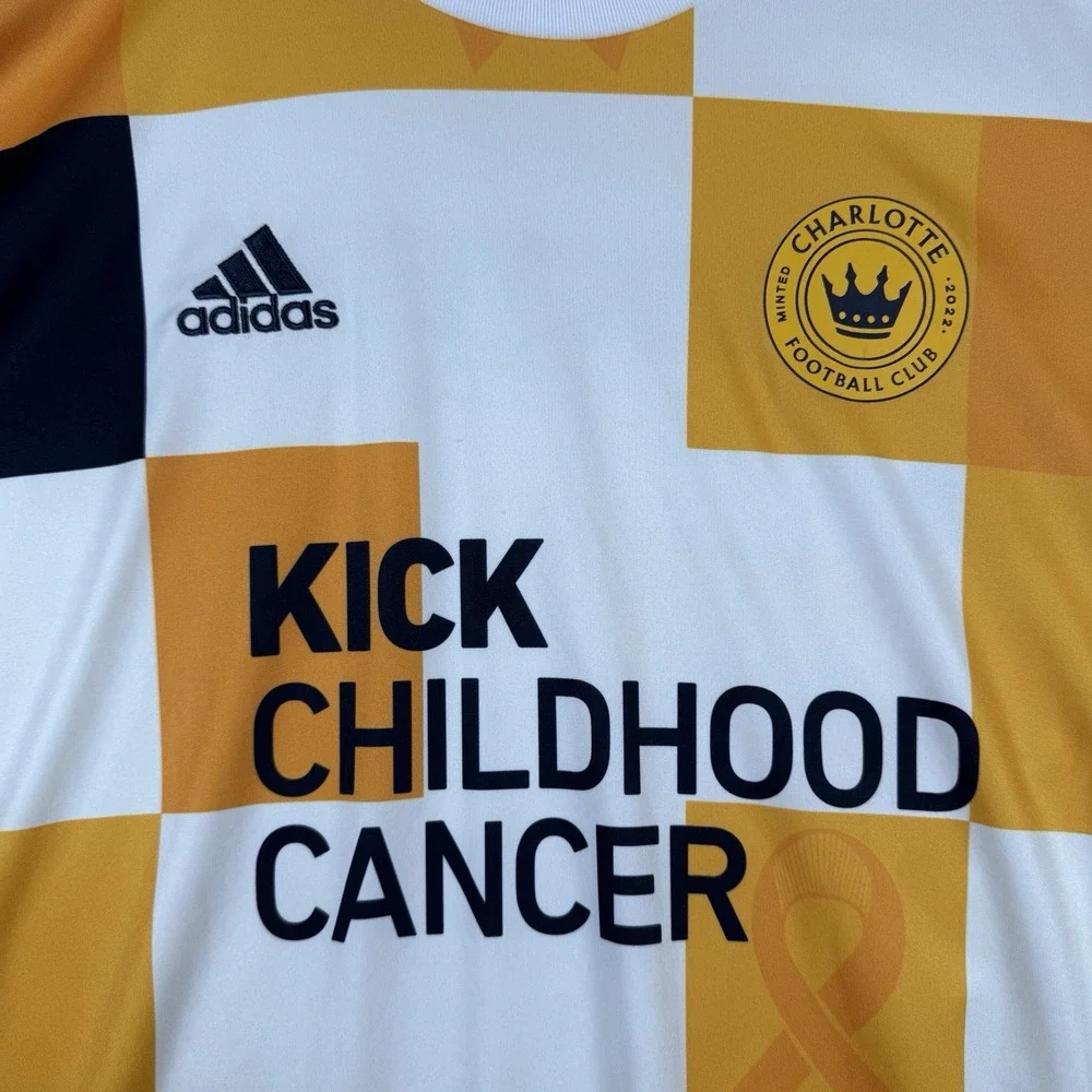 Charlotte FC Soccer Jersey XL Adidas 2022 MLS Kick Childhood Cancer Pre Match
